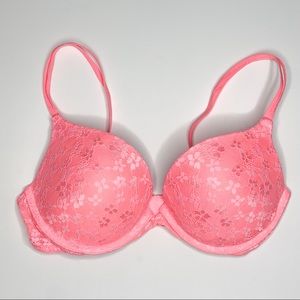 PINK Victoria's Secret Push Up Pink Lace Bra 36C